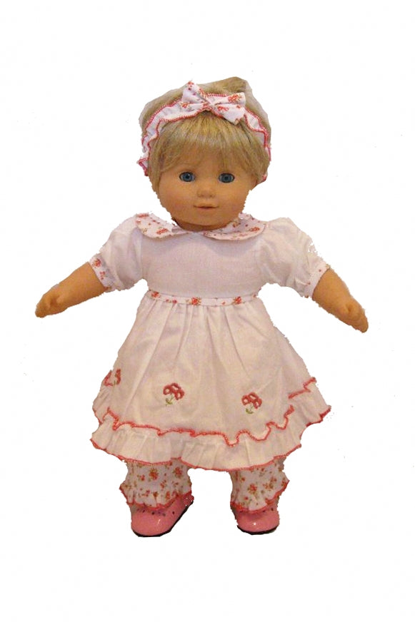 for 15 inch dolls 3pc dress set cherry blossom print dress, trousers and headband