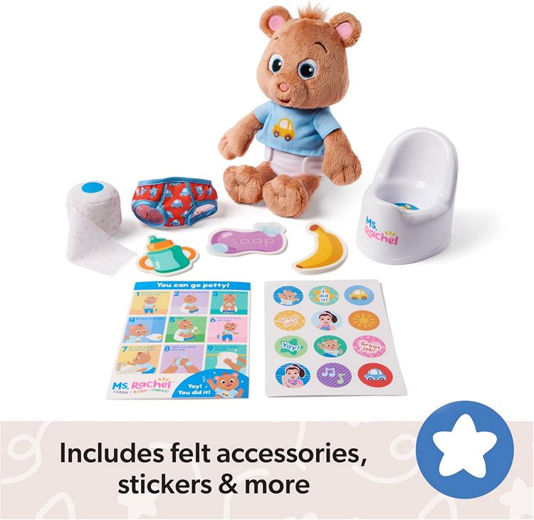 Picture of everything included with Ms. Rachel's Potty Training with Bean kit