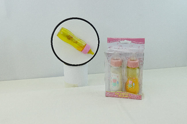 Magic Disappearing Sippy Bottle Set of two Juice and Milk Bottles for Children's play