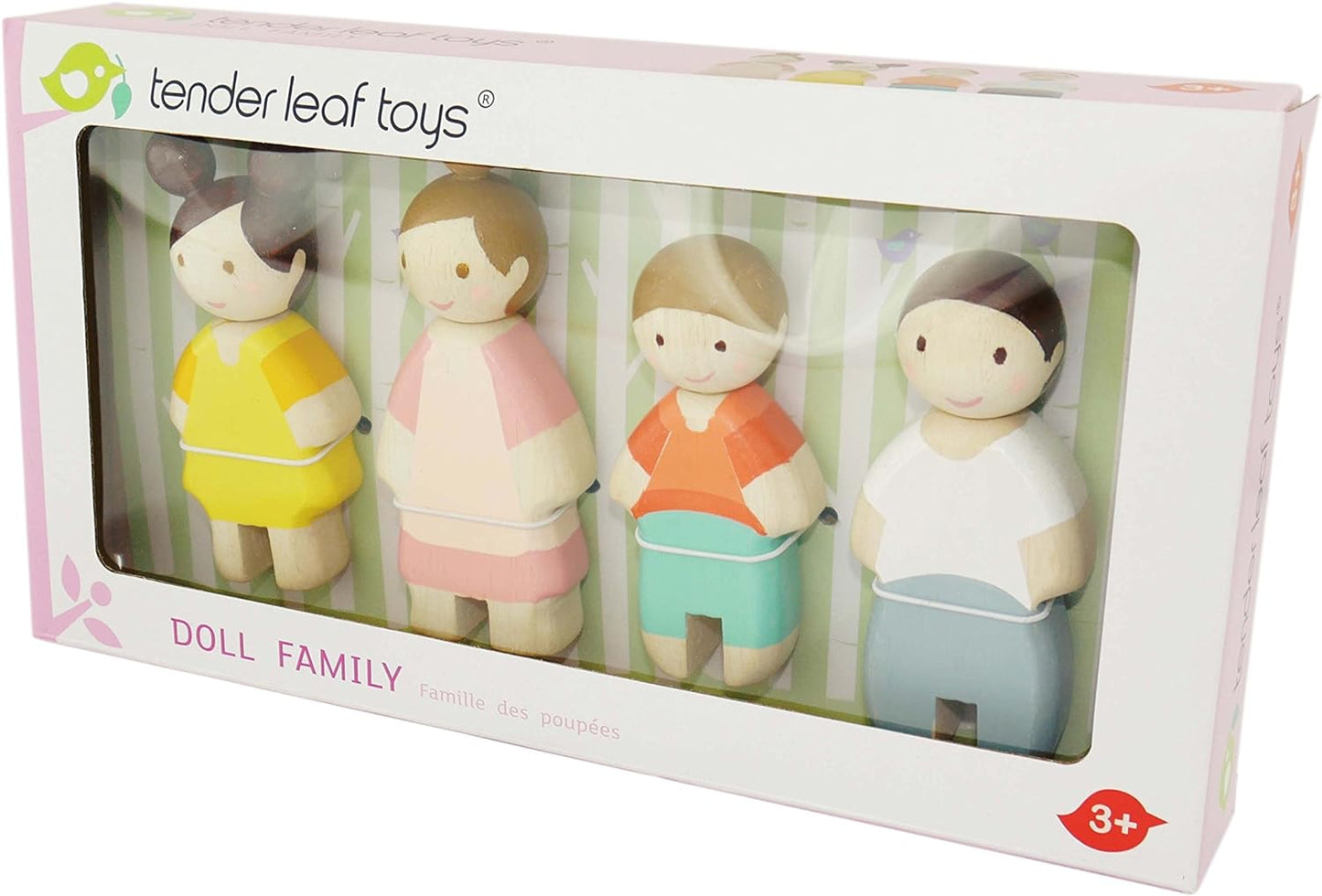 a four piece dollhouse family set in their packaging