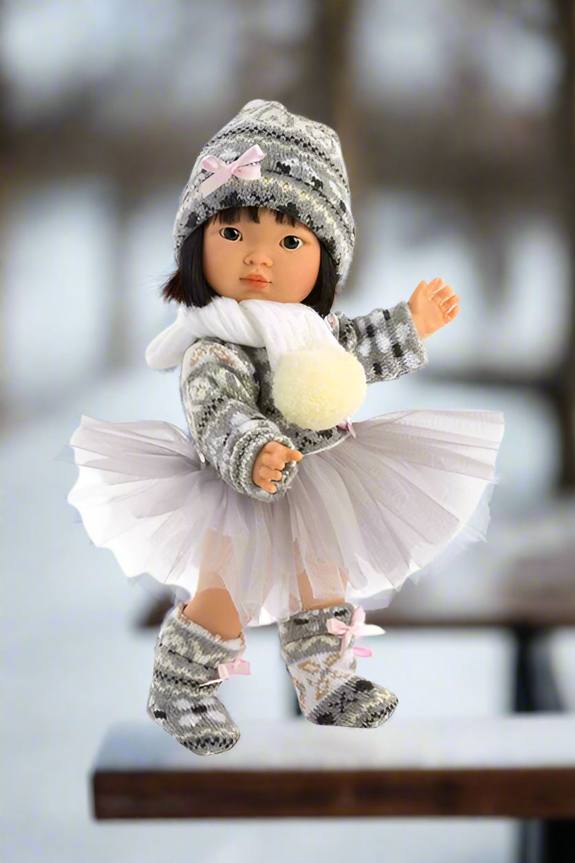 The prettiest Asian doll for children, Dottie Aja comes dressed for winter and the holidays