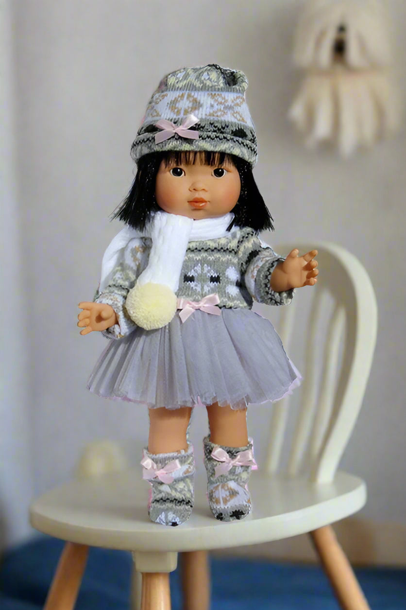 Dottie Aja Asian Doll in her ballet inspired winter outfit