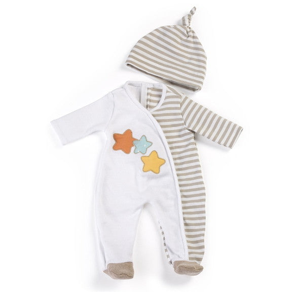For 15 inch Boy or Girl Dolls, A Gender-neutral 2pc sleeper / cap set