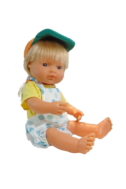 15 inch all vinyl Doll for Boys in 15 inch dolls romper set with visor