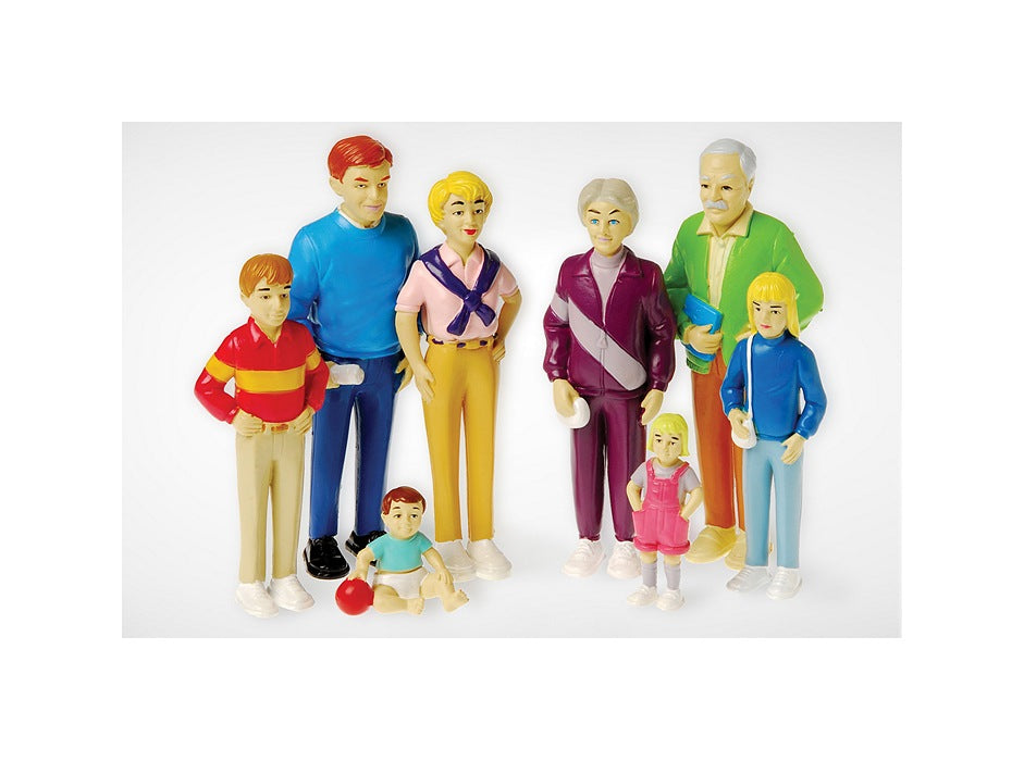 an 8pc all vinyl dollhouse family for children's play tallest is about 5 inches.