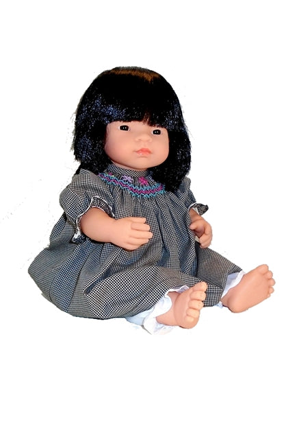 For 15 inch Dolls: Hand Smocked / Hand Embroidered Snowflakes Holiday Dress