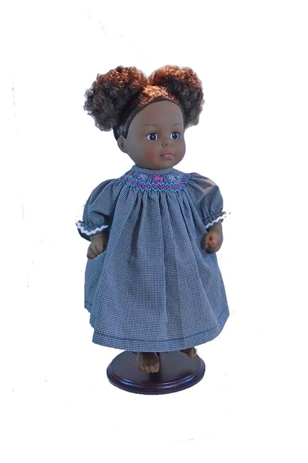 For 15 inch Dolls: Hand Smocked / Hand Embroidered Snowflakes Holiday Dress