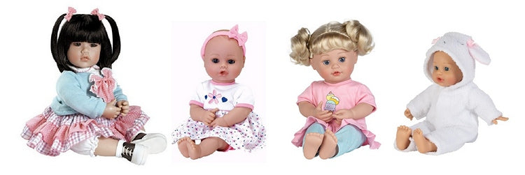 Four different sizes of Adora Dolls