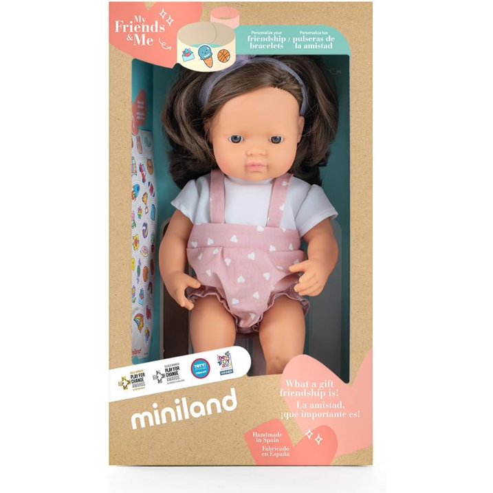 Miniland educational 15 inch Brunet anatomically correct doll in packaging