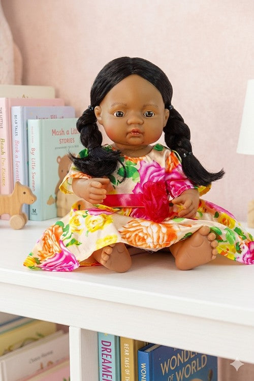 Zarah brown baby doll dressed in South Asian inspired outfit