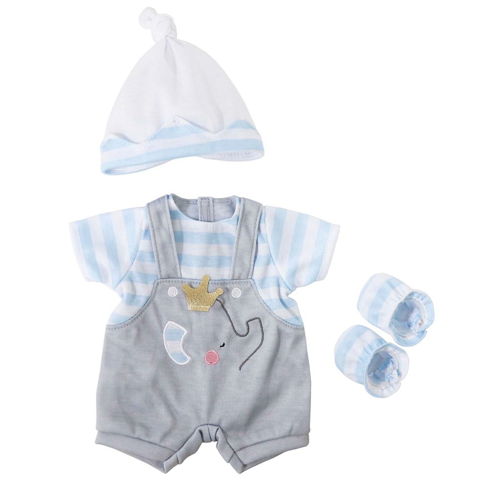 For 15 inch Boy Dolls: Elephant King Blue Stripe 3pc Boy's Doll Outfit