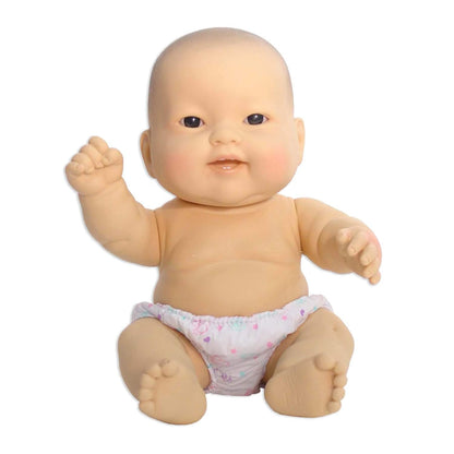 Asian Baby doll with a diaper on a white background