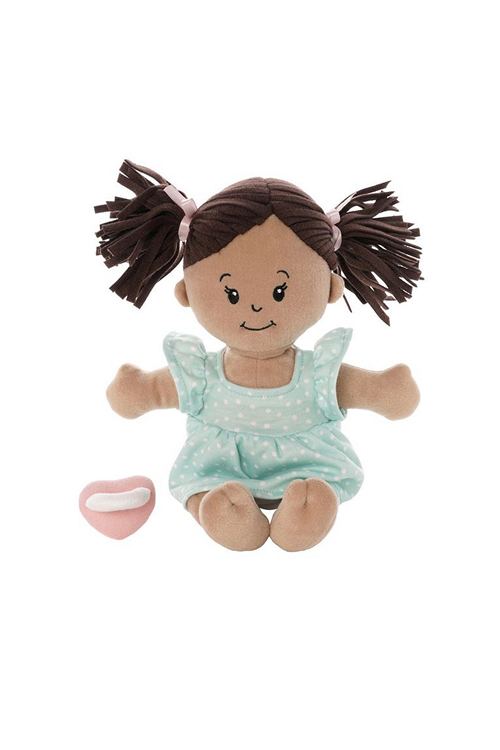 Multicultural, Biracial or Hispanic Love Stella soft doll with magnetic pacifier