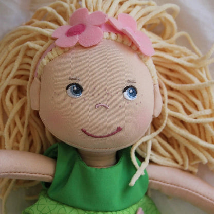 Molly, a 12 inch Tall All Cloth Rag Doll by HABA, Blue Eyed Blonde!