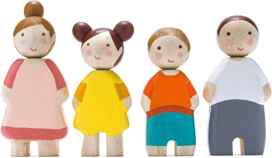 A four piece White Dollhouse Family in painted wood for young children