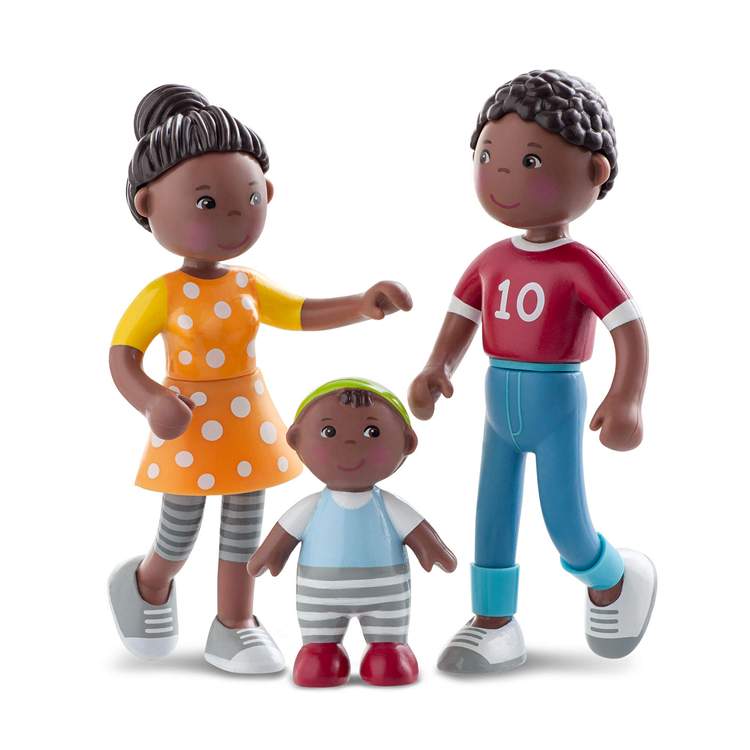 three piece Black dollhouse dolls set includes 3 black doll house dolls