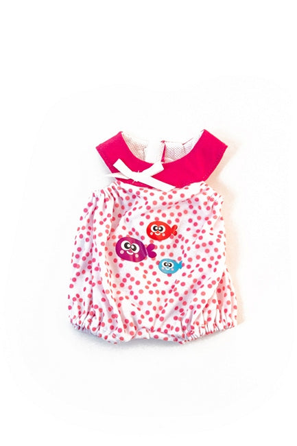 For Dottie Aja Dolls: One piece Romper in Pink Dots and Fish Design