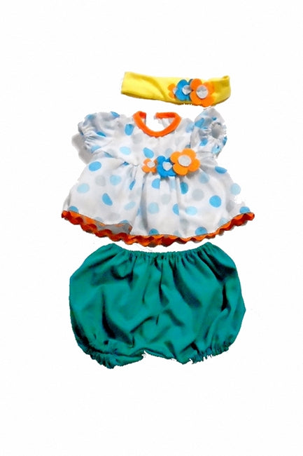 15 inch 3 piece dolls outfit romper set with headband