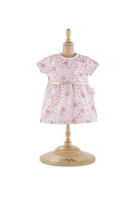 an empire style doll's dress ith a pretty floral print for 14 and 15 inch dolls