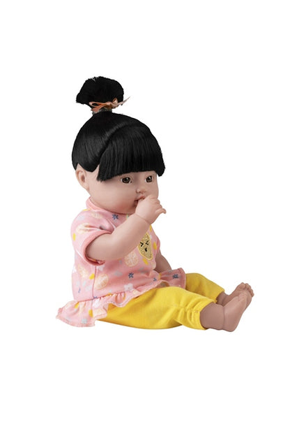 Asian Baby doll Sunny Citrus is 13 inches and can suck her thumb or take her bottle