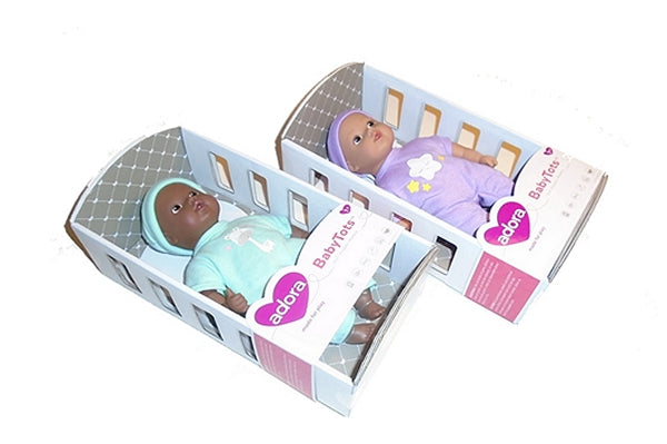 Examples of baby tots doll in their cradle packaging