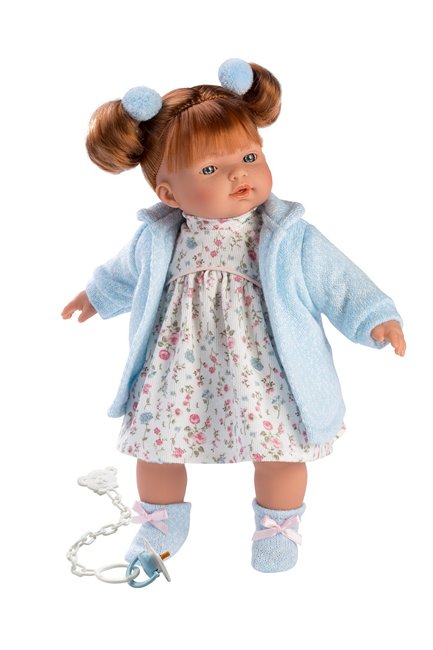 a 13 inch softbody redhead childrens doll with blue eyes and freckles