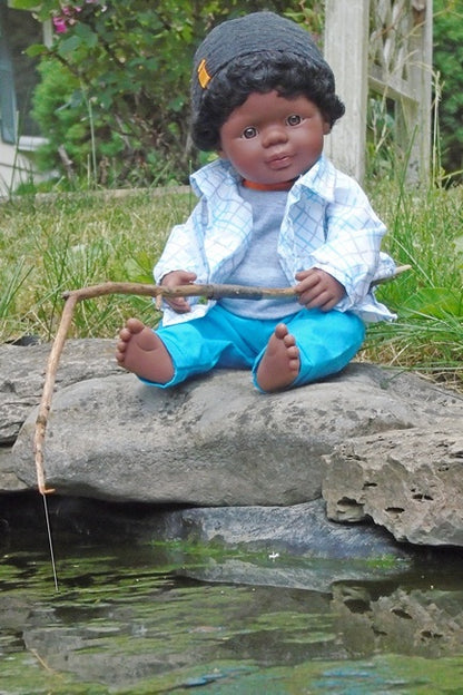 15 inch african american black boy doll for children's play