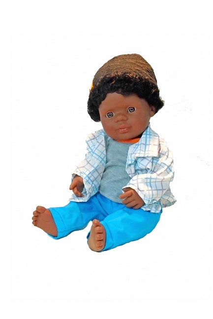 Black Baby Boy Doll, anatomically correct 15 inches from The Pattycake Doll Company