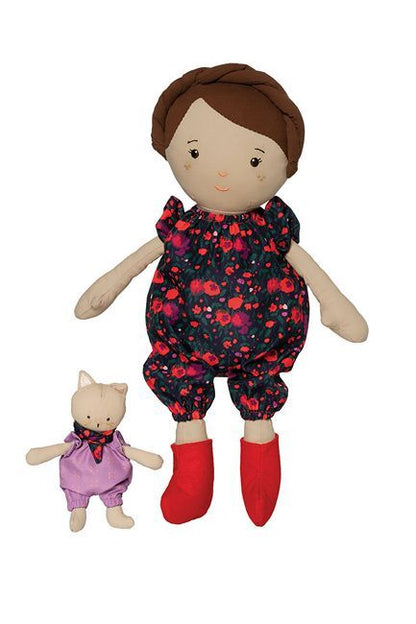 Freddie and her Kitty - 2pc Cuddle & Carry Doll Set, Hispanic Biracial
