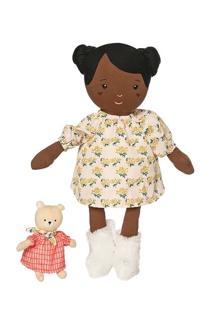 A cute, baby safe Black Rag Doll and her own little teddy bear