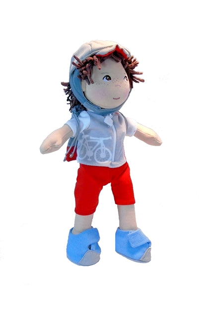 Graham also a 12 inch Boy's doll by HABA in the new Bike outfit