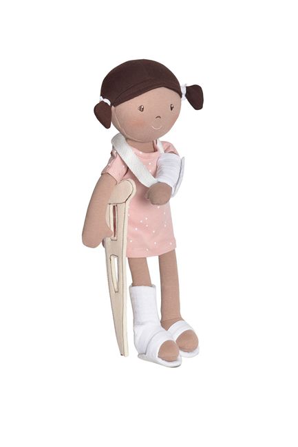 A Little Girl's Soft Black or Brown Rag Doll and 'Play Doctor' Toy Set
