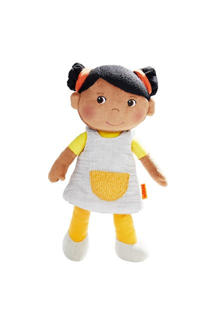 A soft plush rag doll for Black or Brown toddlers by HABA