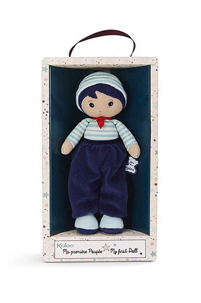 A soft cloth first doll for boys in his gift and display  box