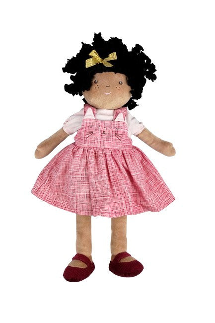 A beautiful African American Girl rag doll with hair in twists