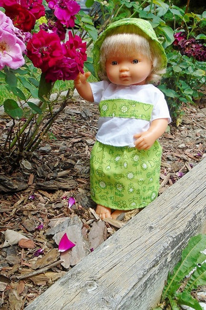 Here is a lifestyle photo of our 15 inch all vinyl blonde baby doll