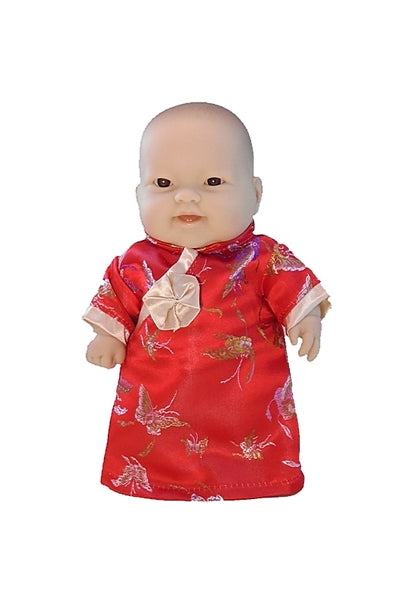 Asian Lots to Love all vinyl baby doll dressed in hand made doll's cheongsam