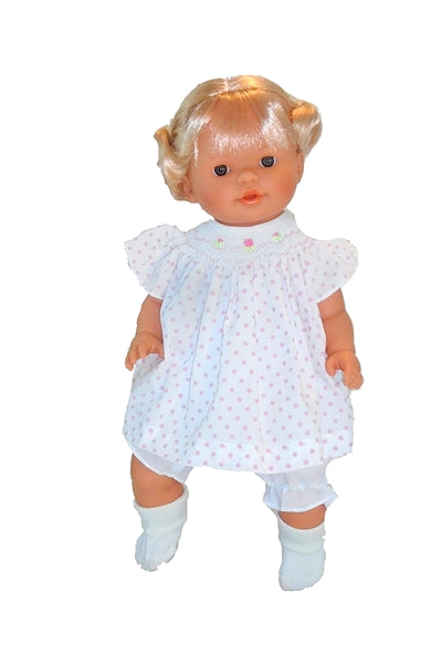 Classic 15 inch children's baby doll with blond hair and smocked dress Rosalina