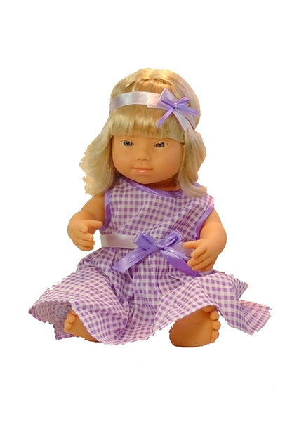 along with our blond Boy down syndrome doll we also carry the blonde girl down syndrome doll