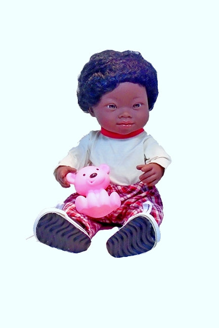 Booker, Our 15 inch Black Boy Down Syndrome Doll, Includes One Outfit