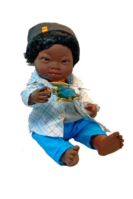 Booker, Our 15 inch Black Boy Down Syndrome Doll, Includes One Outfit