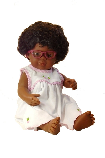 Black Toddler Doll with natural hair and glasses