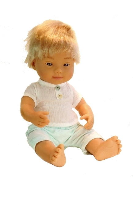 Rowan, our new Blond Boy Down Syndrome Doll