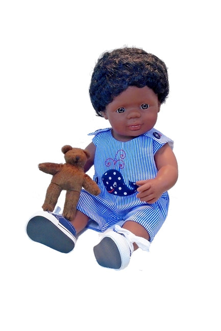 15 inch Black Boy doll with natural hair