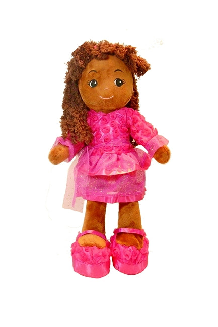 Black Rag Doll for girls with chenille hair Elana Roses Tutu