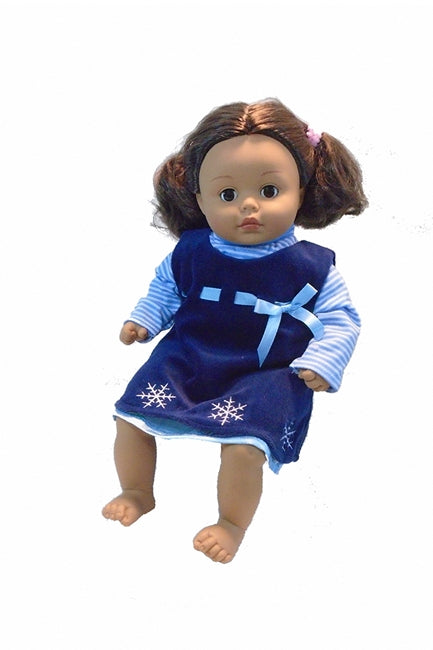 Madame Alexander 14 inch biracial hispanic multicultural doll in blue velvet holiday doll's dress for christmas