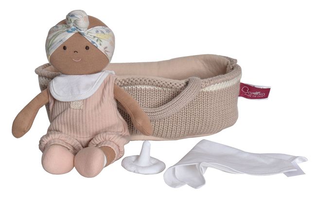Black baby Rag Doll comes in a Moses Basket and accessories