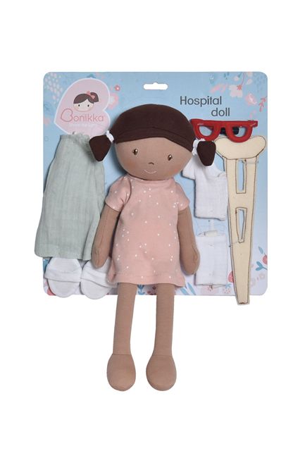 A Little Girl's Soft Black or Brown Rag Doll and 'Play Doctor' Toy Set