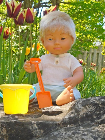 Here's Rowan, a blonde Boy Down Syndrome Doll by Miniland