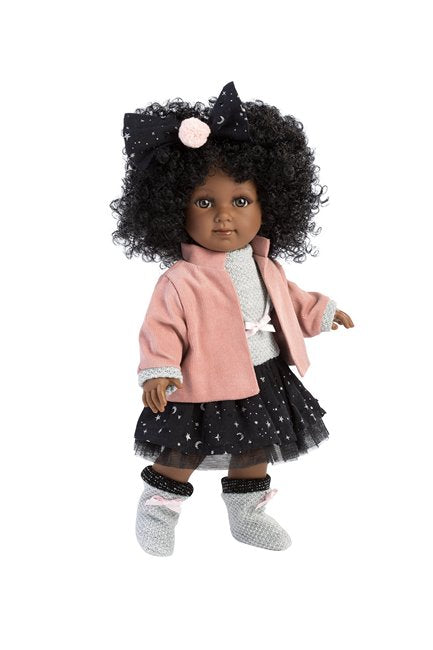 Beautiful Black Toddler Doll wit a full head of Natural hair.